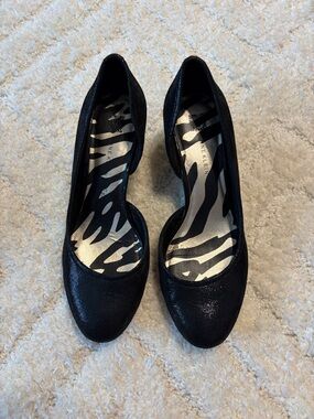 Nine West Black Glitter D'Orsay Wedge